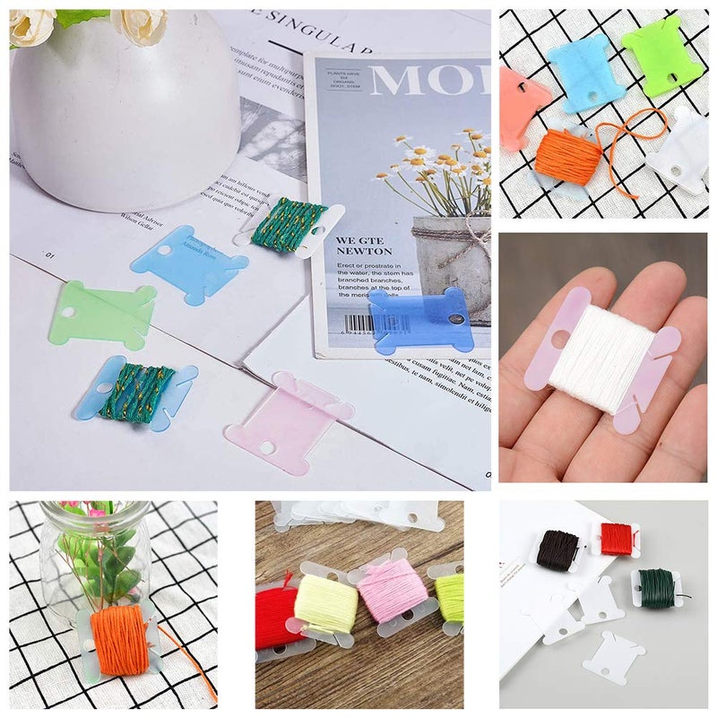 LOKUNN 100 Pcs Plastic Floss Bobbin, Embroidery Floss Bobbins, Cross Stitch Embroidery Cotton Thread Embroidery Floss Thread Craft, Pink Embroidery Thread Organize for DIY Sewing Craft - Image 4